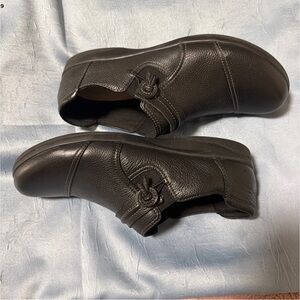 10 Clarks Womens Cheyn Madi Black Leather Loafers Comfort Shoes